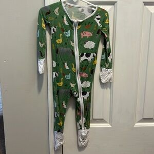 Little Sleepies green farm animals zippy. 6-12 months